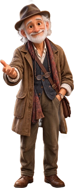 TSTE's storyteller, a warm old man who guides you through the Chef's Path.