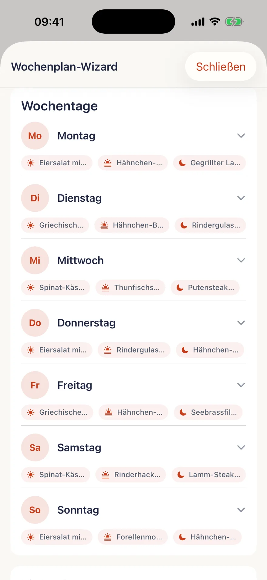 TSTE App: Wochenplan abgestimmt auf deine Ernährung