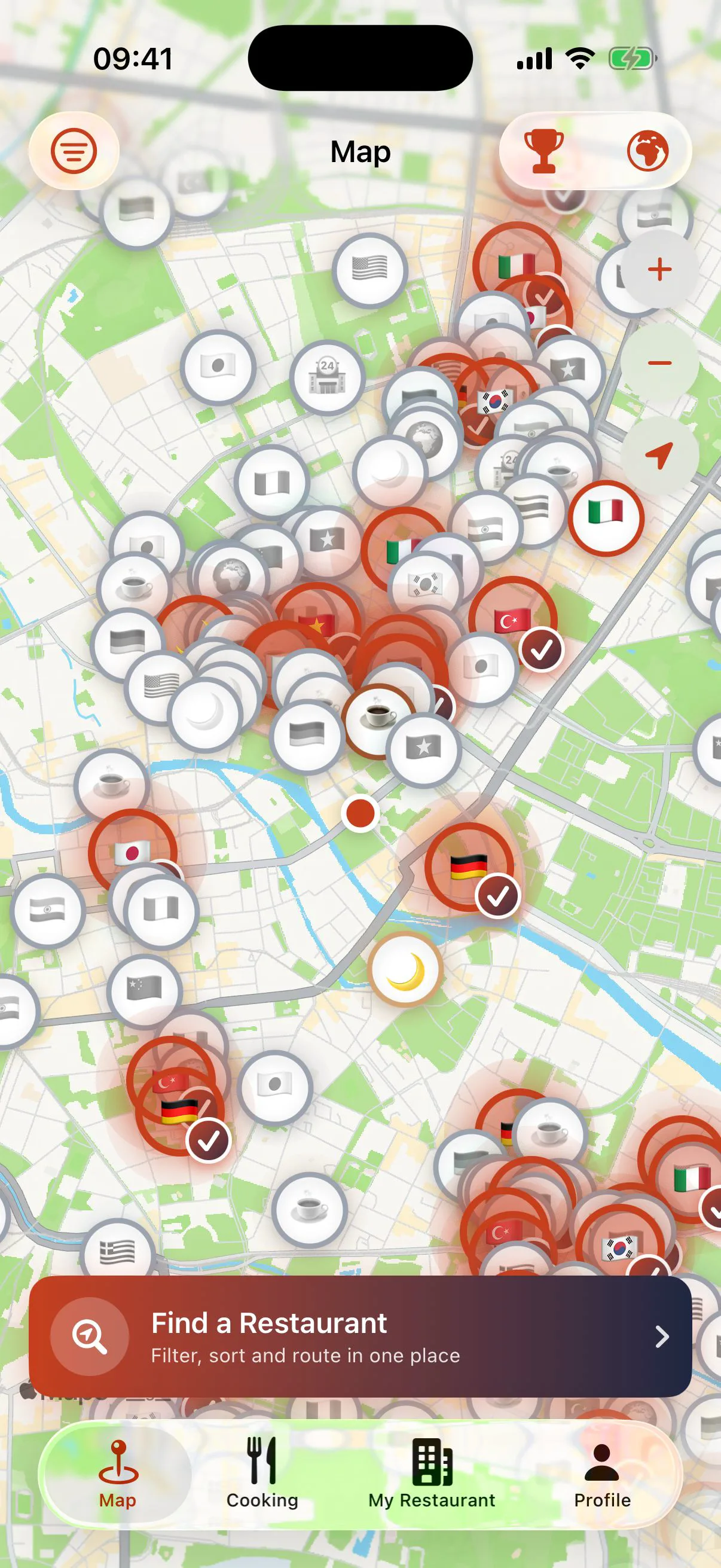 Screenshot of the TSTE app